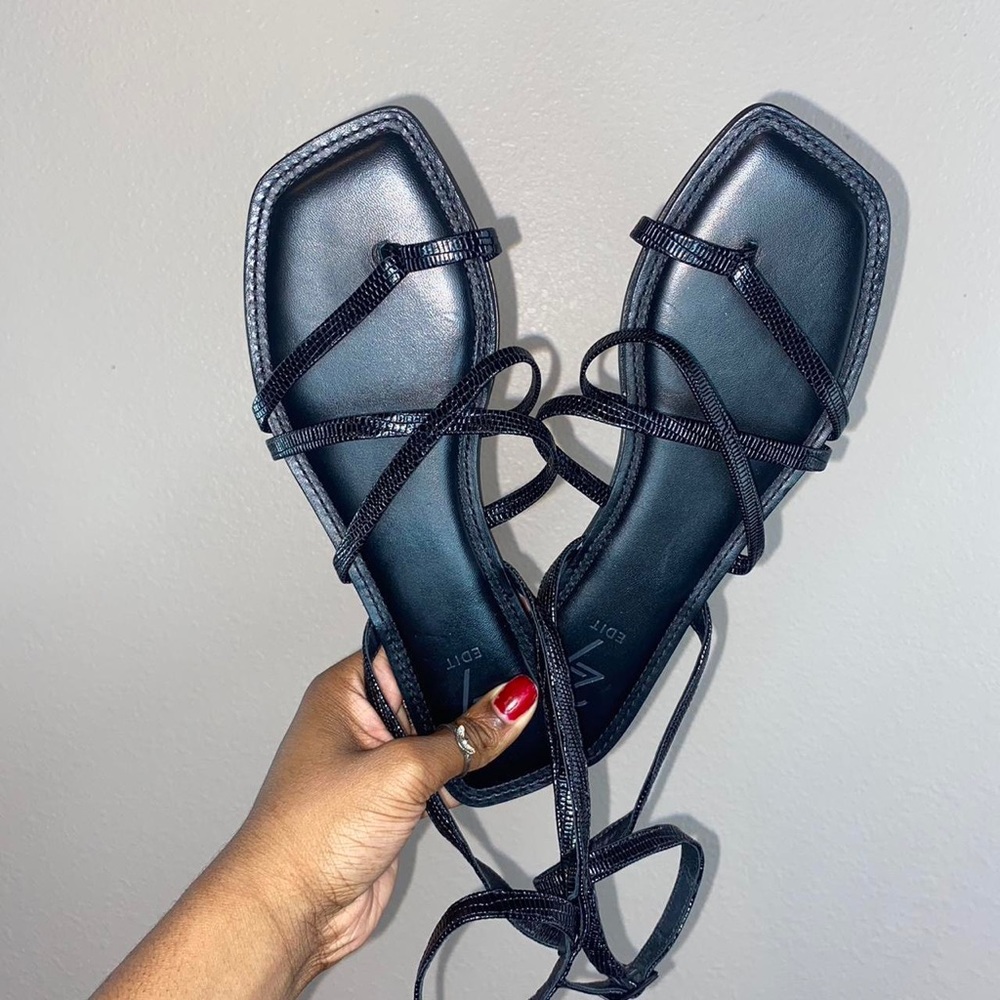 Black Strapped Flat Sandal